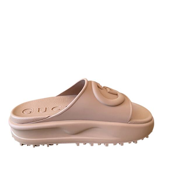 GUCCI Womens GG Rubber Platform Slide Sandals Camel 692845 EU 37, US 7 $650 NEW - Picture 12 of 16